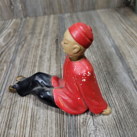 2 Vintage Chalkware Figurines, Asian Decor Sitting Lounging - Picture 6 of 8